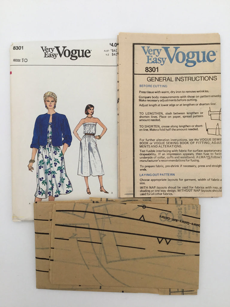 Vogue 8301 Jacket, Dress, and Jumpsuit - Vintage Uncut Sewing Pattern