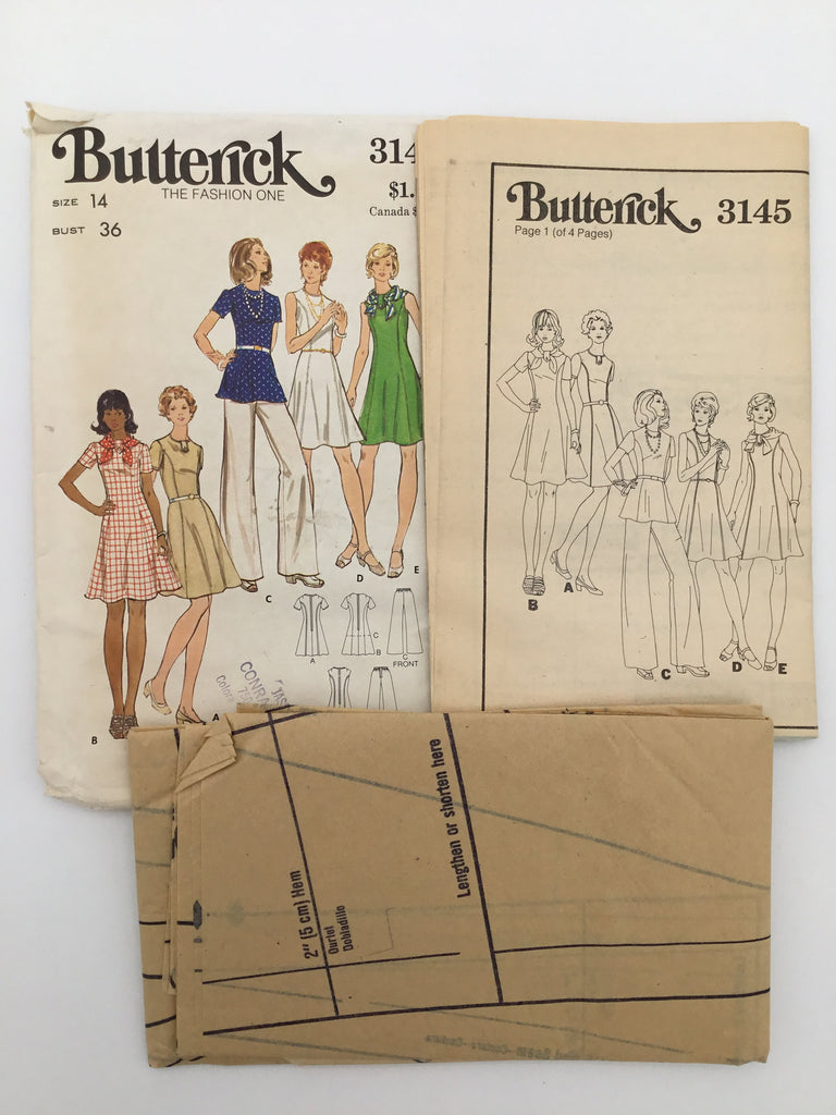 Butterick 3145 Dress, Tunic, and Pants - Vintage Uncut Sewing Pattern