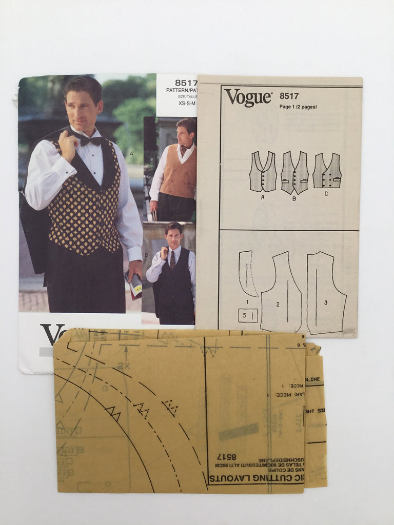 Vogue 8517 (1992) Vest - Vintage Uncut Sewing Pattern
