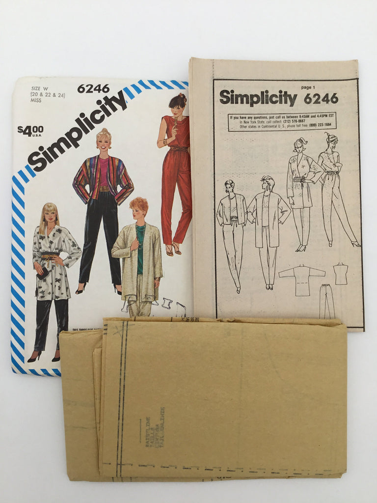 Simplicity 6246 (1983) Pants, Top, and Jacket with Length Variations - Vintage Uncut Sewing Pattern