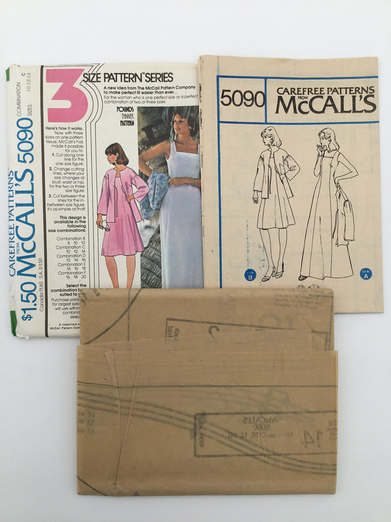 McCall's 5090 (1976) Jacket and Dress with Length Variations - Vintage Uncut Sewing Pattern