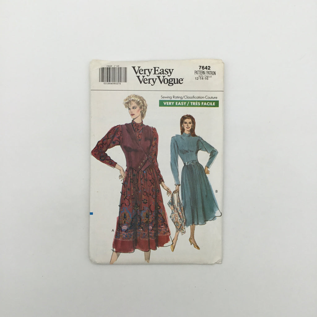 Vogue 7642 (1989) Dress and Vest - Vintage Uncut Sewing Pattern