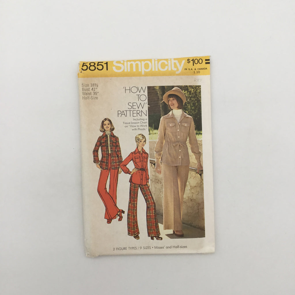 Simplicity 5851 (1973) Shirt-Jacket and Pants - Vintage Uncut Sewing Pattern