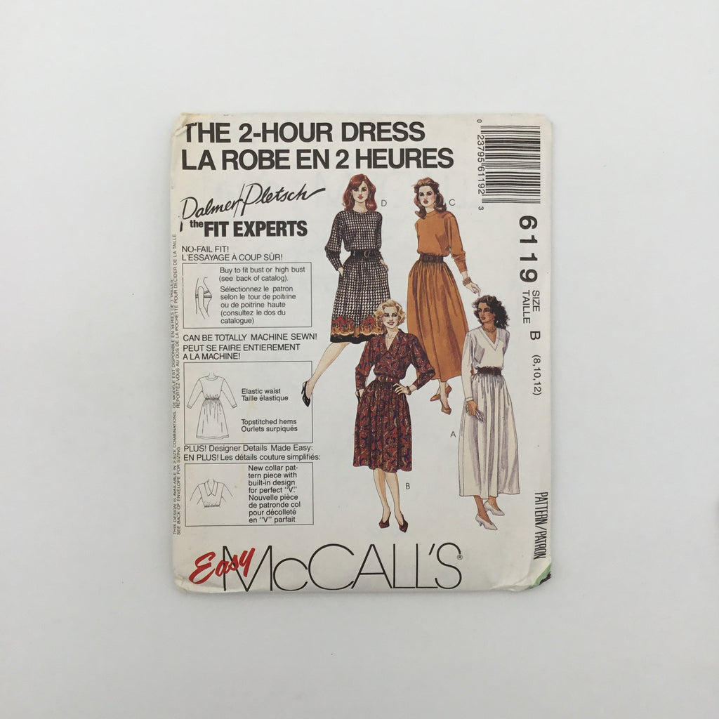 McCall's 6119 (1992) Dress with Neckline and Length Variations - Vintage Uncut Sewing Pattern