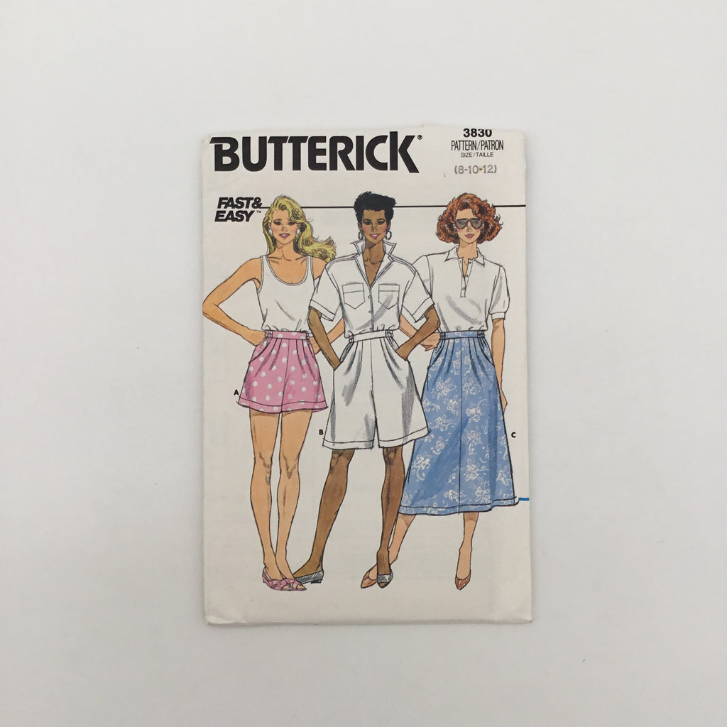 Butterick 3830 (1986) Skirt and Shorts with Length Variations - Vintage Uncut Sewing Pattern