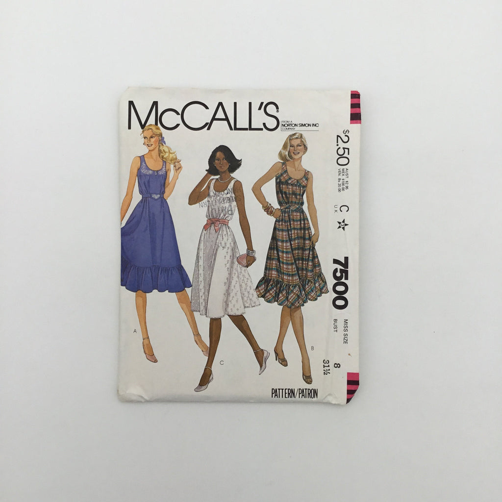 McCall's 7500 (1981) Dress with Skirt Variations - Vintage Uncut Sewing Pattern