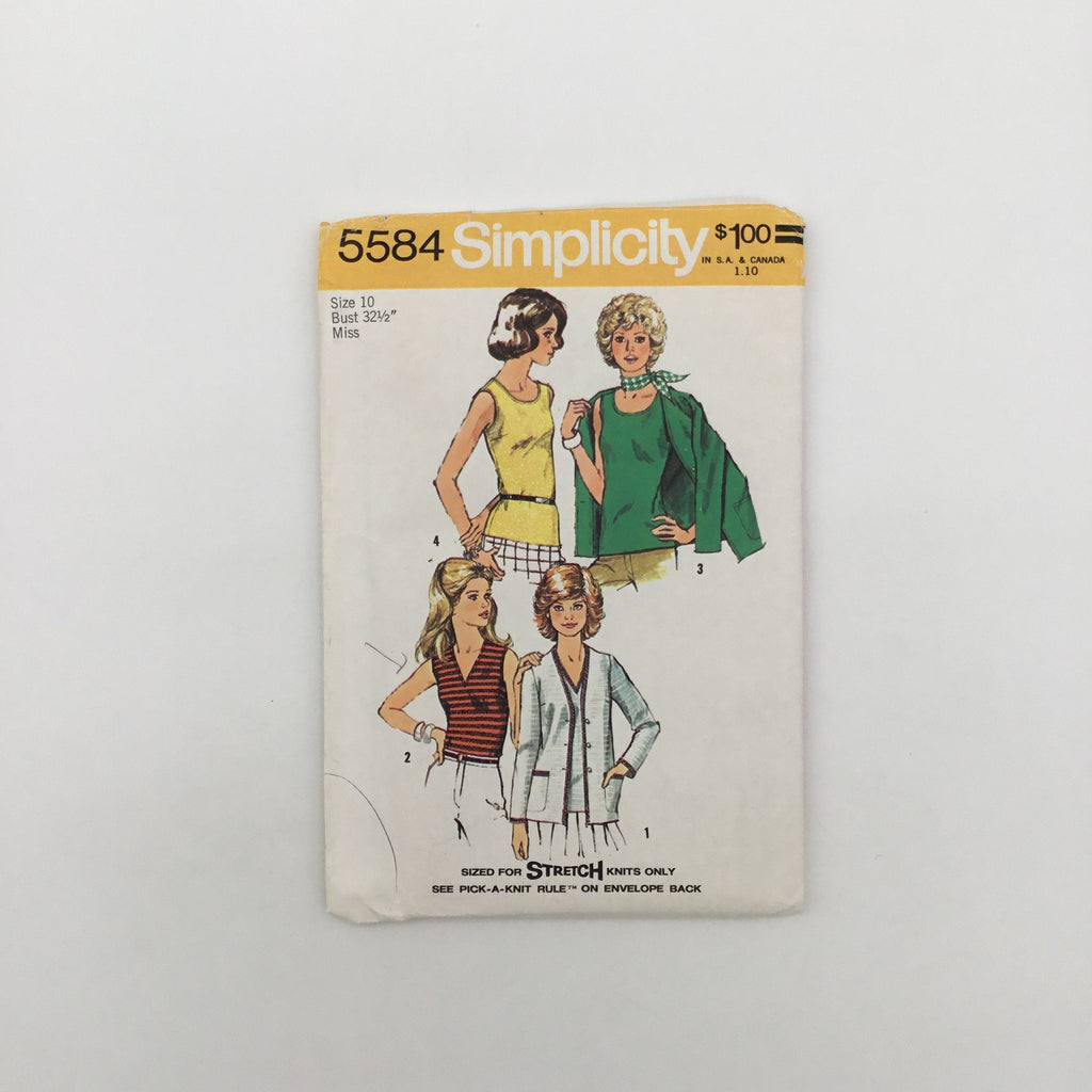 Simplicity 5584 (1973) Cardigan and Top - Vintage Uncut Sewing Pattern