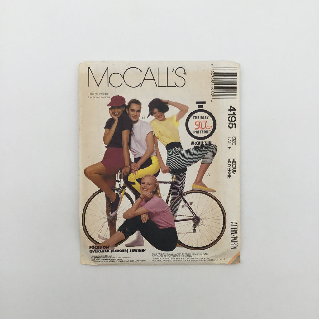McCall's 4195 (1989) Leggings and Bike Shorts - Vintage Uncut Sewing Pattern