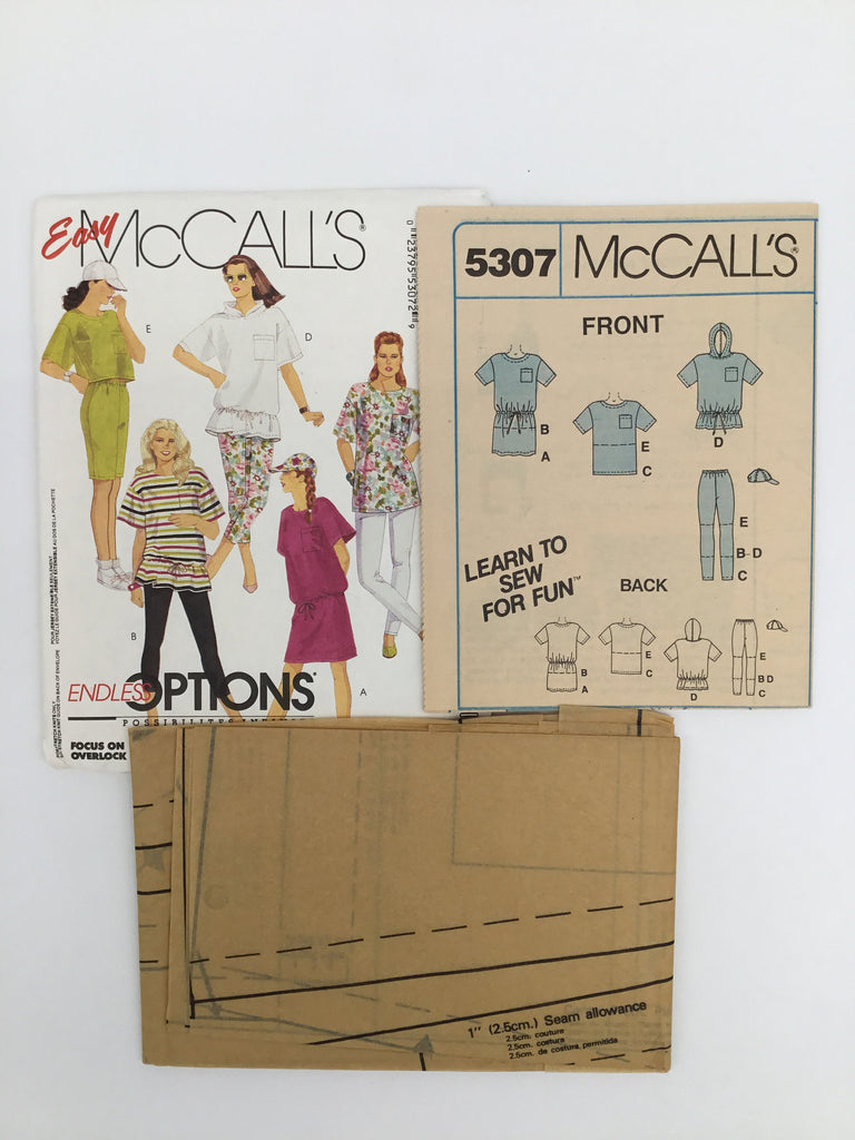 McCall's 5307 (1991) Dress, Tunic, Top, Leggings, Shorts, and Cap - Vintage Uncut Sewing Pattern