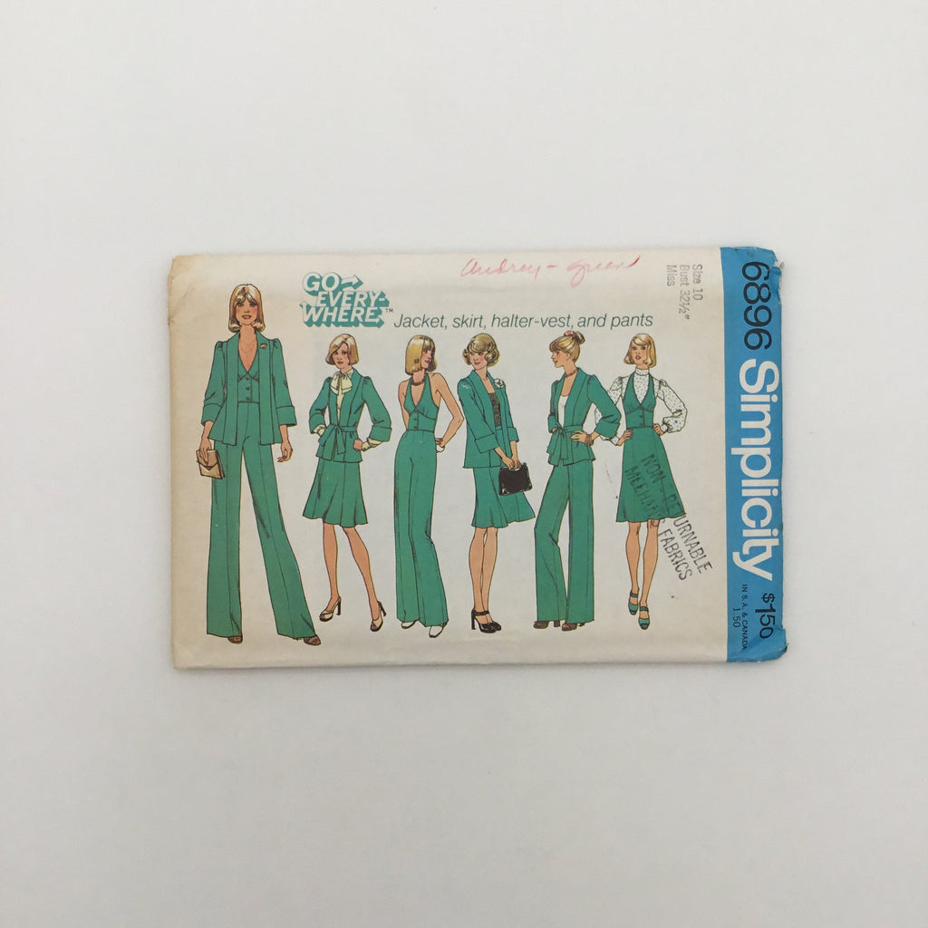 Simplicity 6896 (1975) Jacket, Skirt, Halter-Vest, and Pants - Vintage Uncut Sewing Pattern