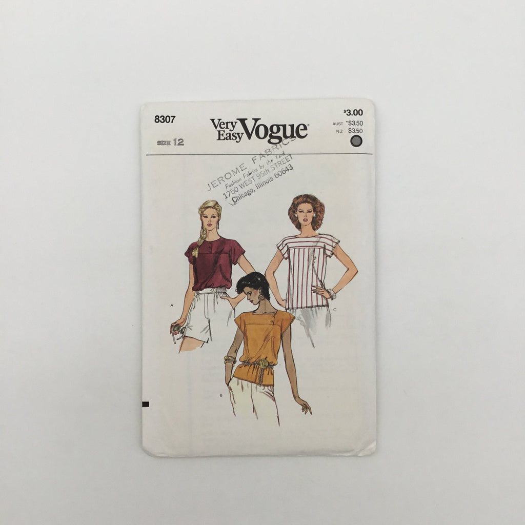 Vogue 8307 Top with Neckline Variations - Vintage Uncut Sewing Pattern