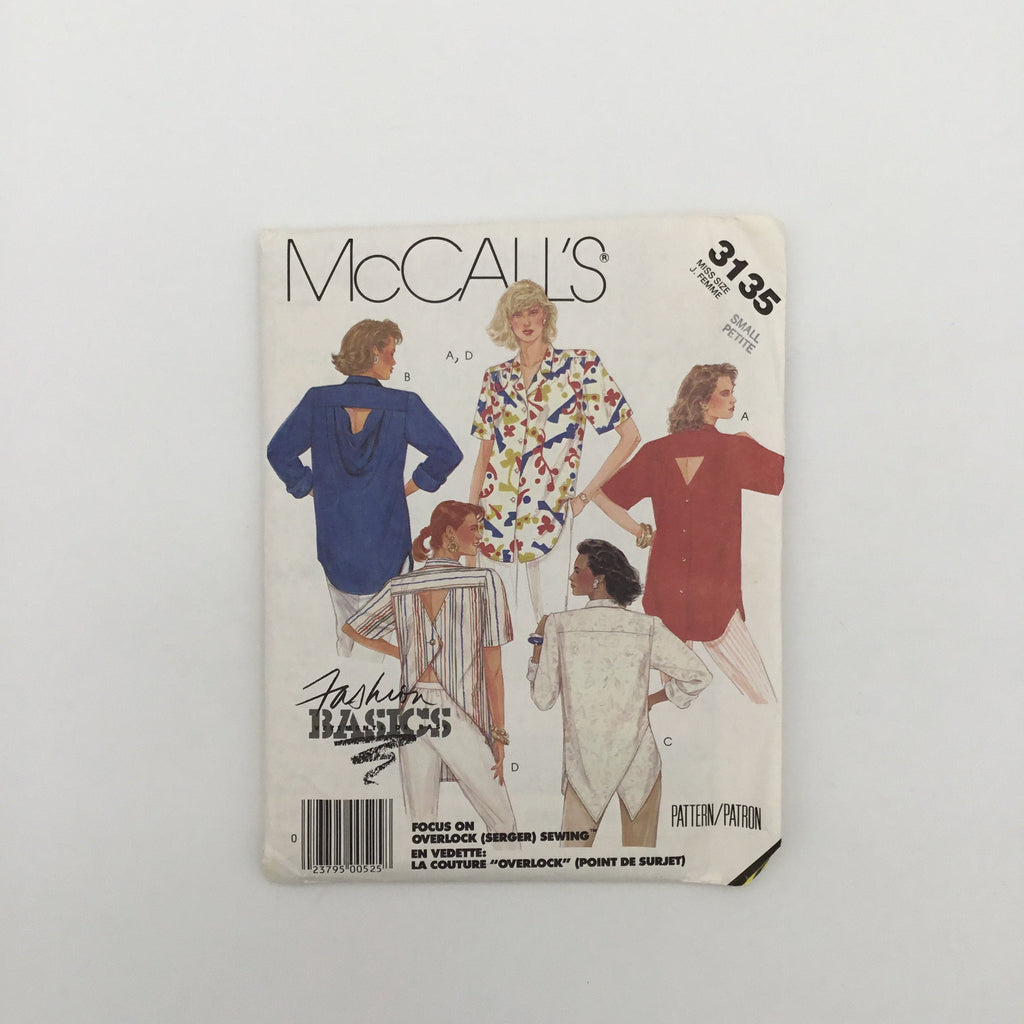 McCall's 3135 (1987) Shirt with Style Variations - Vintage Uncut Sewing Pattern