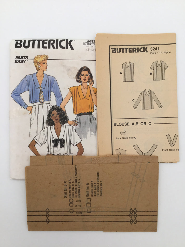 Butterick 3241 Blouse with Sleeve Variations - Vintage Uncut Sewing Pattern