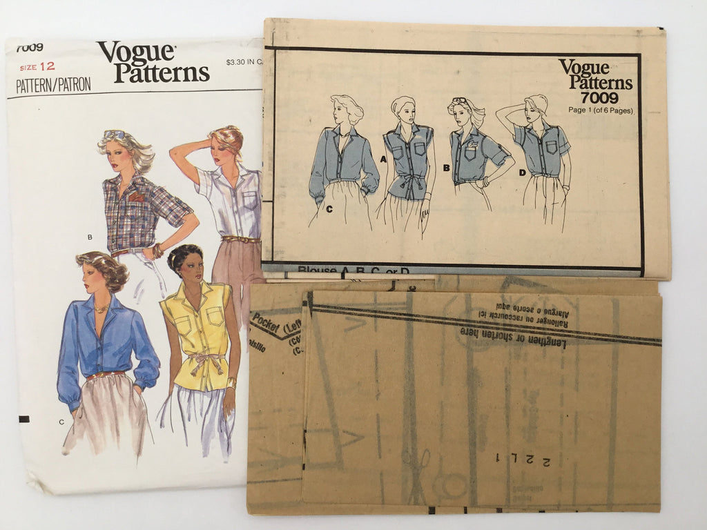 Vogue 7009 Blouse with Sleeve Variations - Vintage Uncut Sewing Pattern