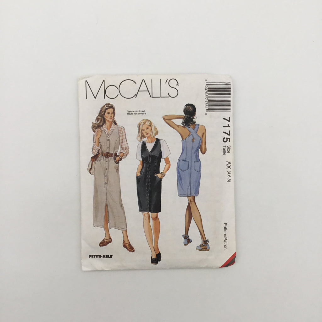McCall's 7175 (1994) Dress or Jumper with Length Variations - Vintage Uncut Sewing Pattern
