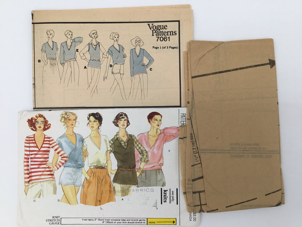 Vogue 7061 Top with Sleeve Variations - Vintage Uncut Sewing Pattern