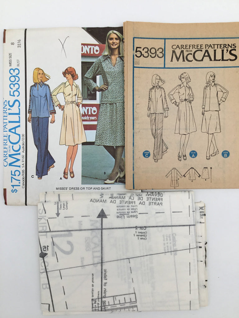 McCall's 5393 (1976) Dress, Top, and Skirt - Vintage Uncut Sewing Pattern