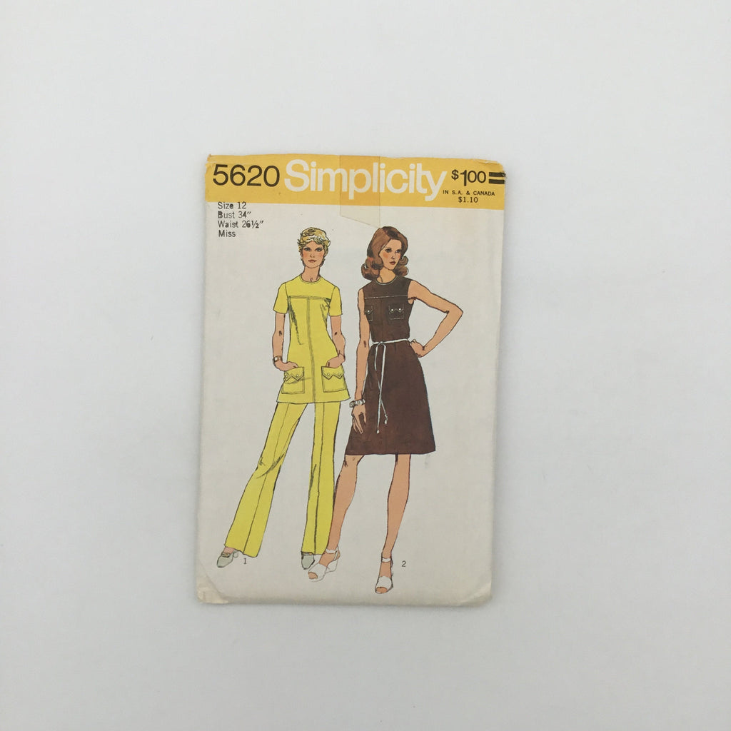 Simplicity 5620 (1973) Dress or Tunic and Pants - Vintage Uncut Sewing Pattern