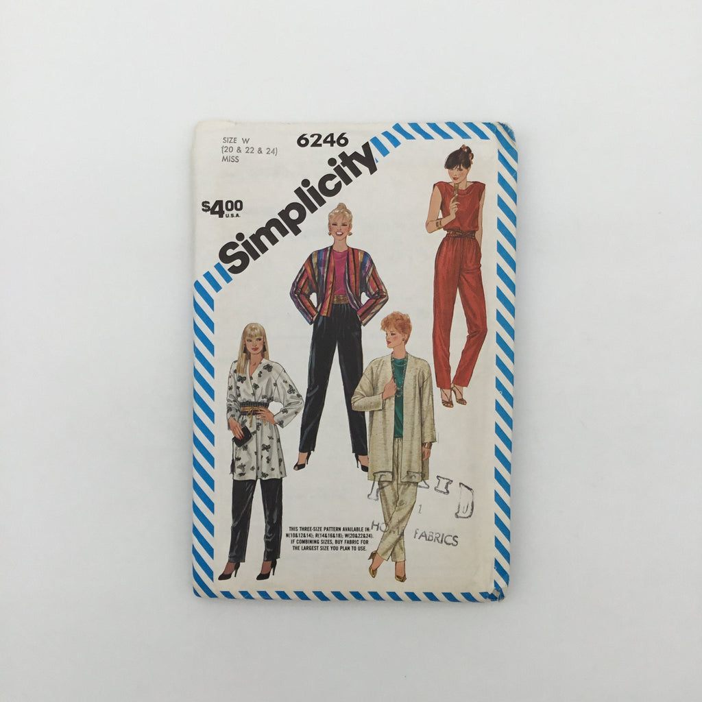 Simplicity 6246 (1983) Pants, Top, and Jacket with Length Variations - Vintage Uncut Sewing Pattern