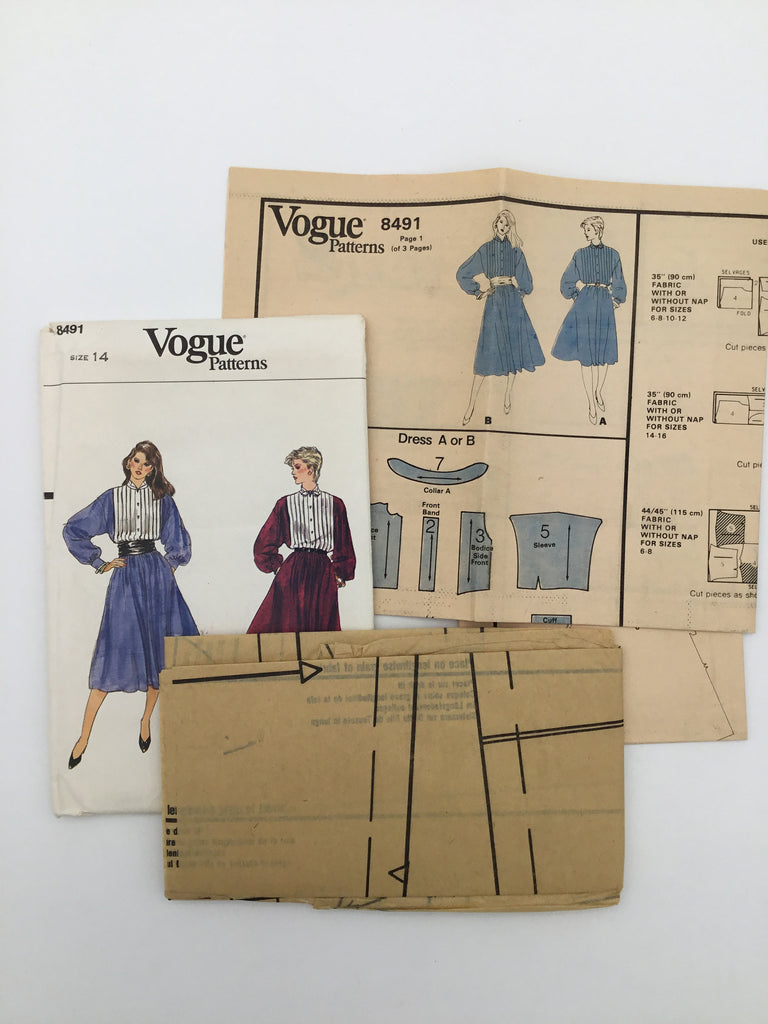Vogue 8491 (1981) Dress with Length Variations - Vintage Uncut Sewing Pattern