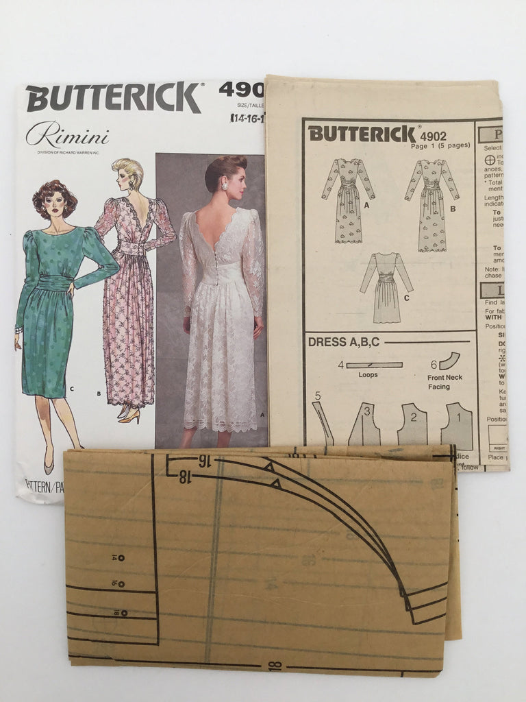 Butterick 4902 (1987) Dress with Length Variations - Vintage Uncut Sewing Pattern