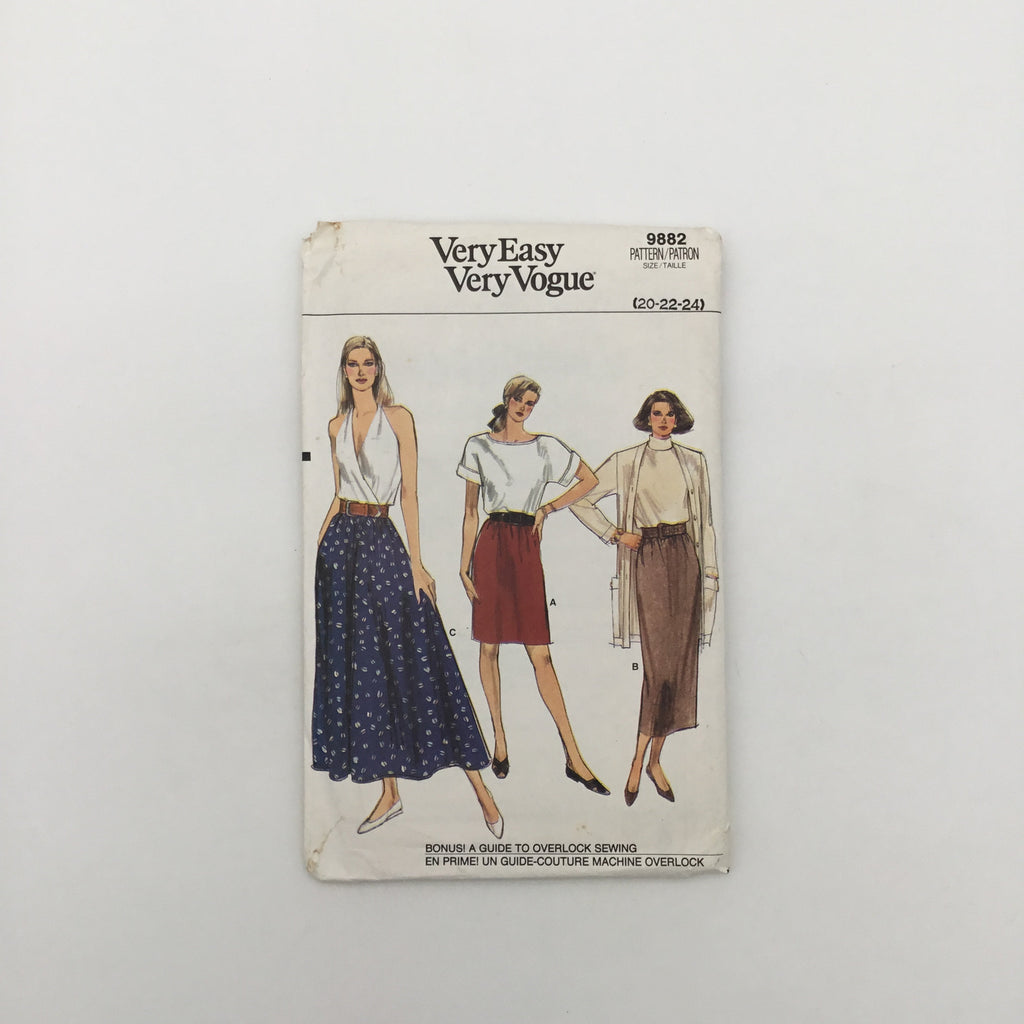 Vogue 9882 (1987) Skirt with Length and Style Variations - Vintage Uncut Sewing Pattern