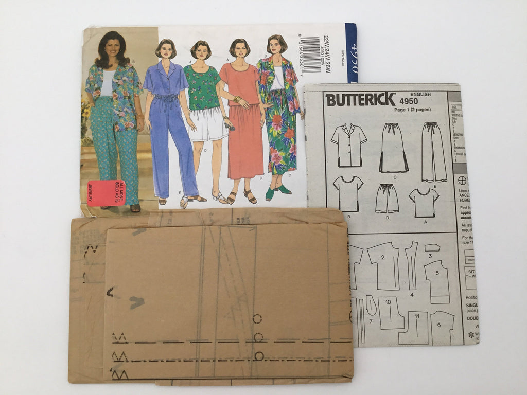 Butterick 4950 (2001) Shirt, Top, Skirt, Shorts, and Pants - Uncut Sewing Pattern