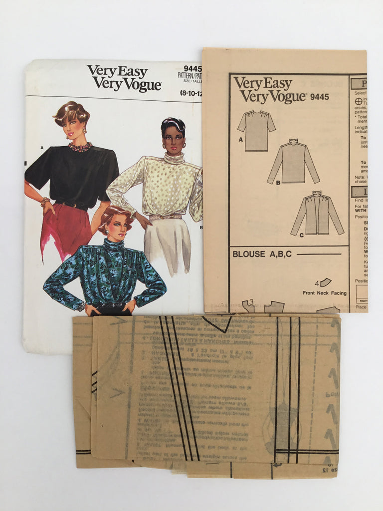 Vogue 9445 (1985) Blouse with Sleeve and Style Variations - Vintage Uncut Sewing Pattern