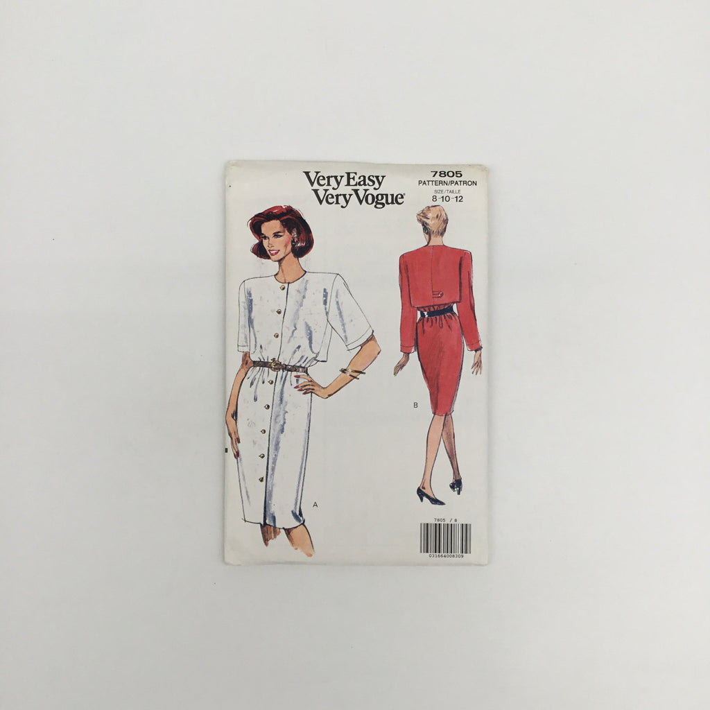 Vogue 7805 (1990) Dress with Sleeve Variations - Vintage Uncut Sewing Pattern