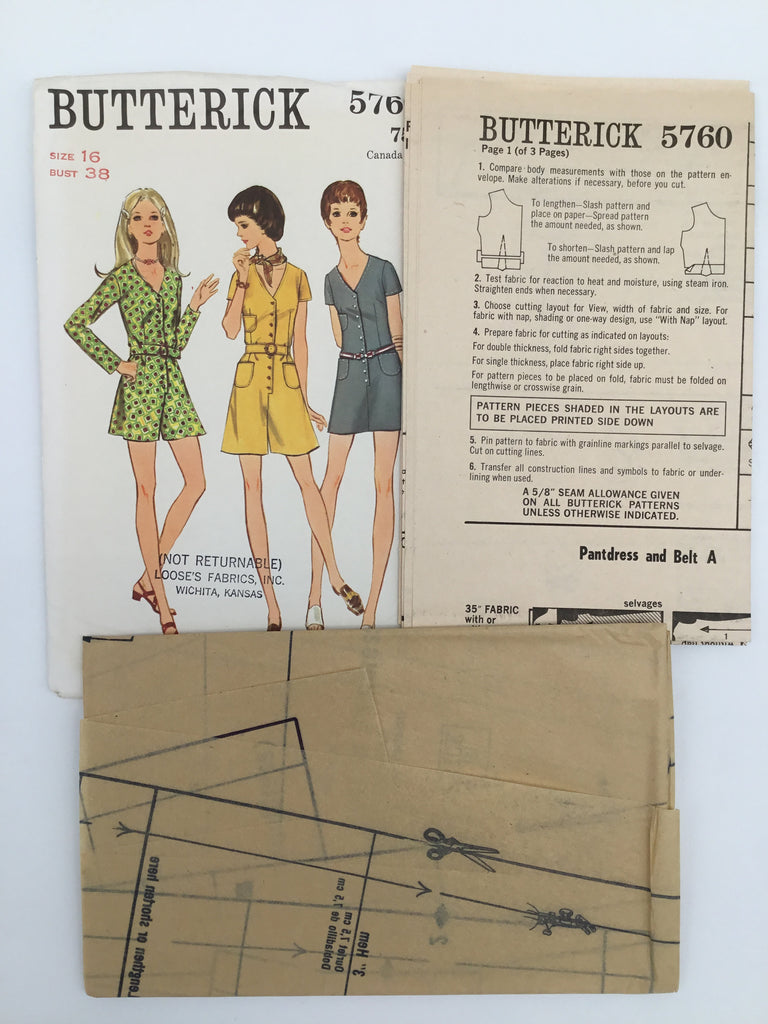 Butterick 5760 Dress and Romper with Sleeve Variations - Vintage Uncut Sewing Pattern