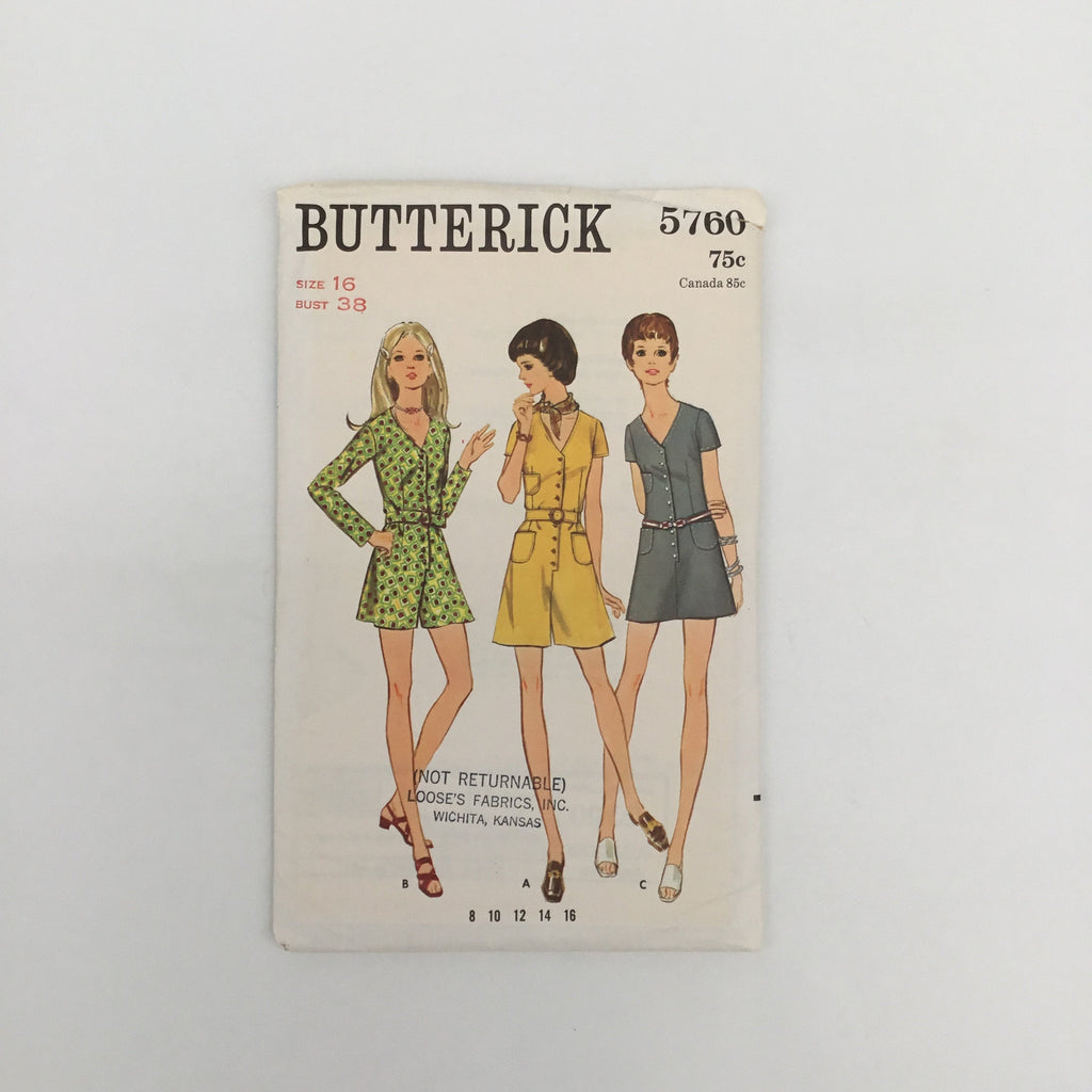 Butterick 5760 Dress and Romper with Sleeve Variations - Vintage Uncut Sewing Pattern