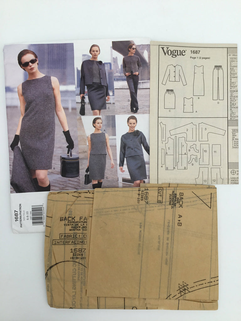 Vogue 1687 (1995) Jacket, Dress, Top, Skirt, and Pants - Vintage Uncut Sewing Pattern
