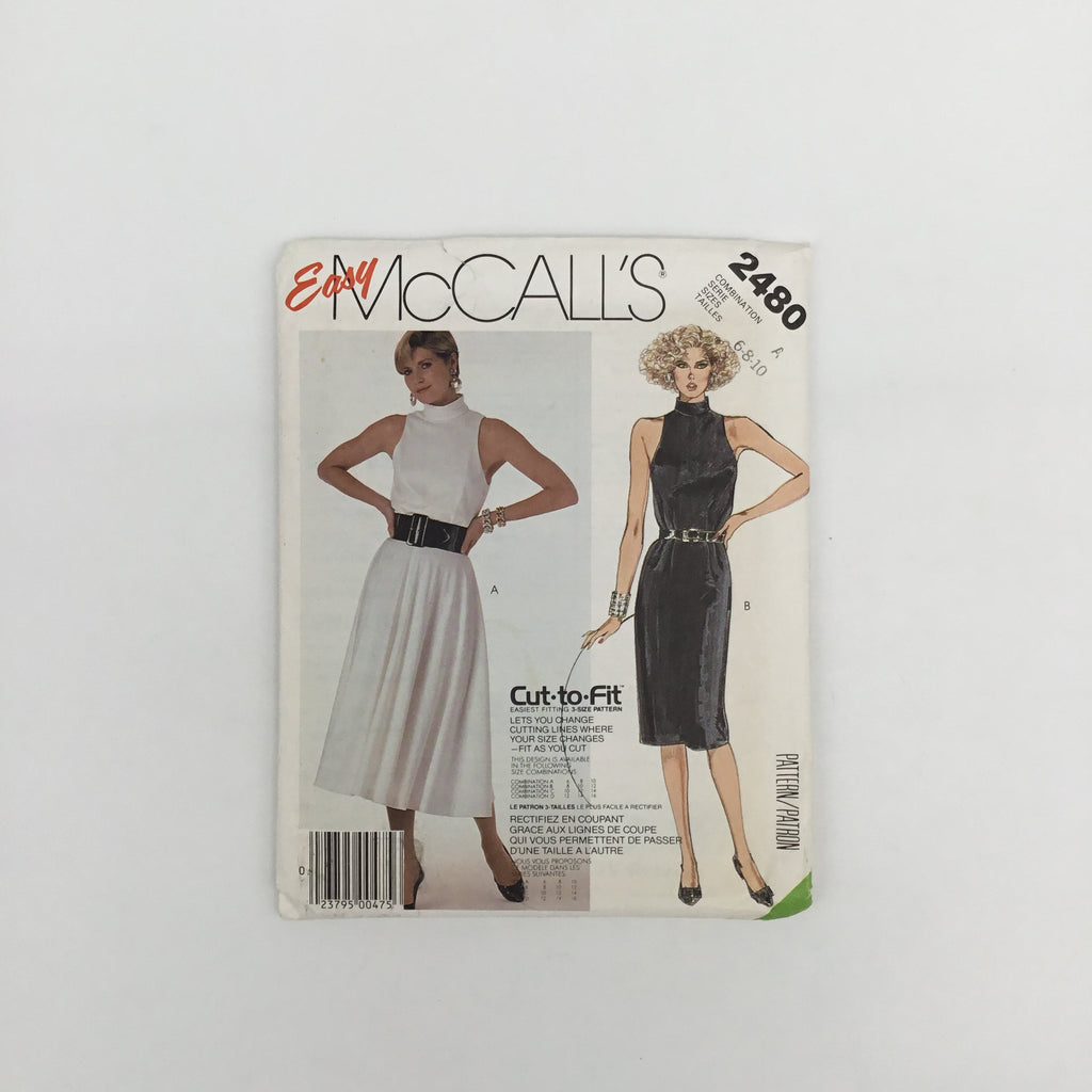 McCall's 2480 (1986) Dress with Skirt Variations - Vintage Uncut Sewing Pattern