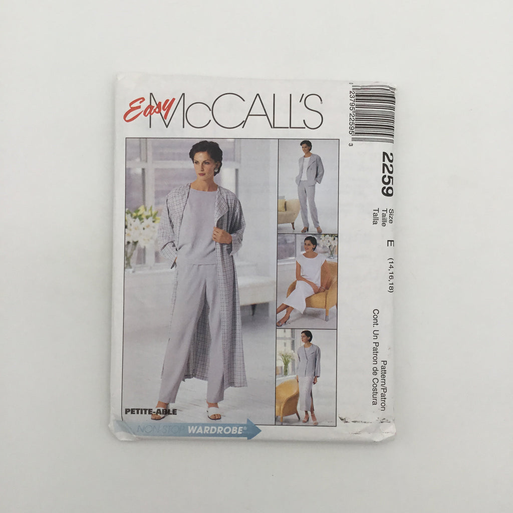 McCall's 2259 (1999) Duster, Jacket, Dress, Top, and Pants - Vintage Uncut Sewing Pattern