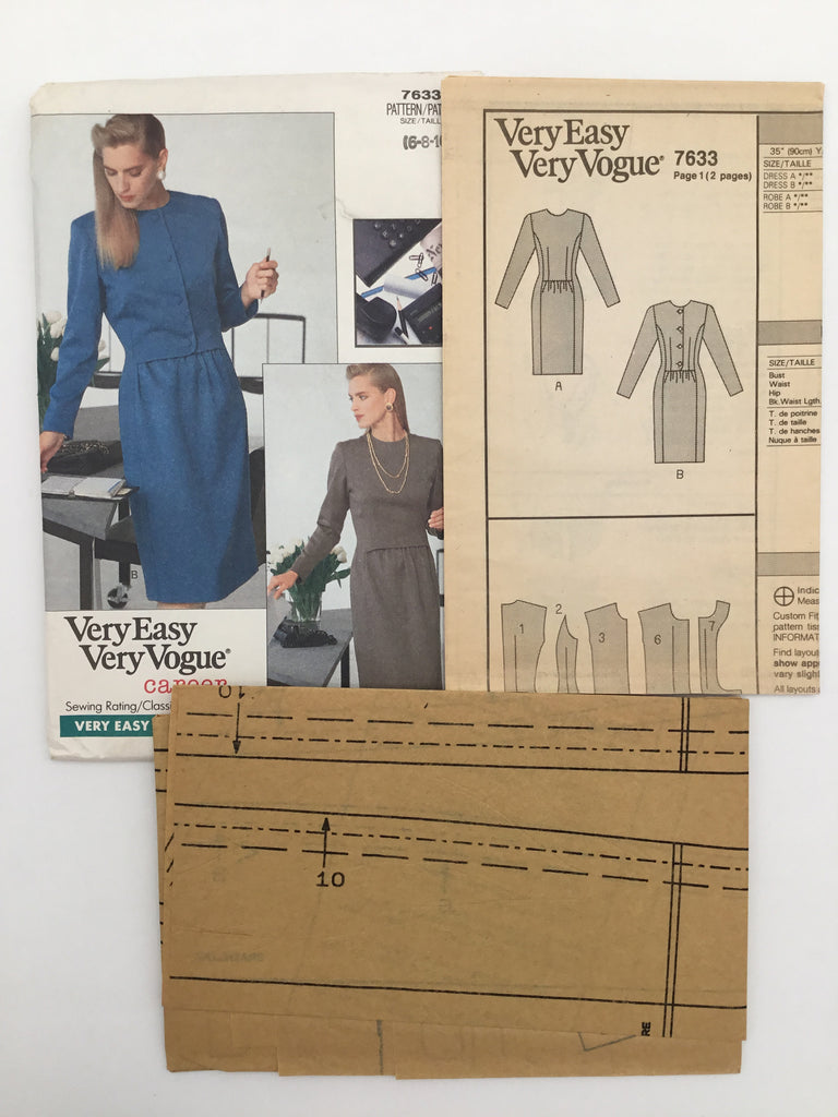 Vogue 7633 (1989) Dress - Vintage Uncut Sewing Pattern