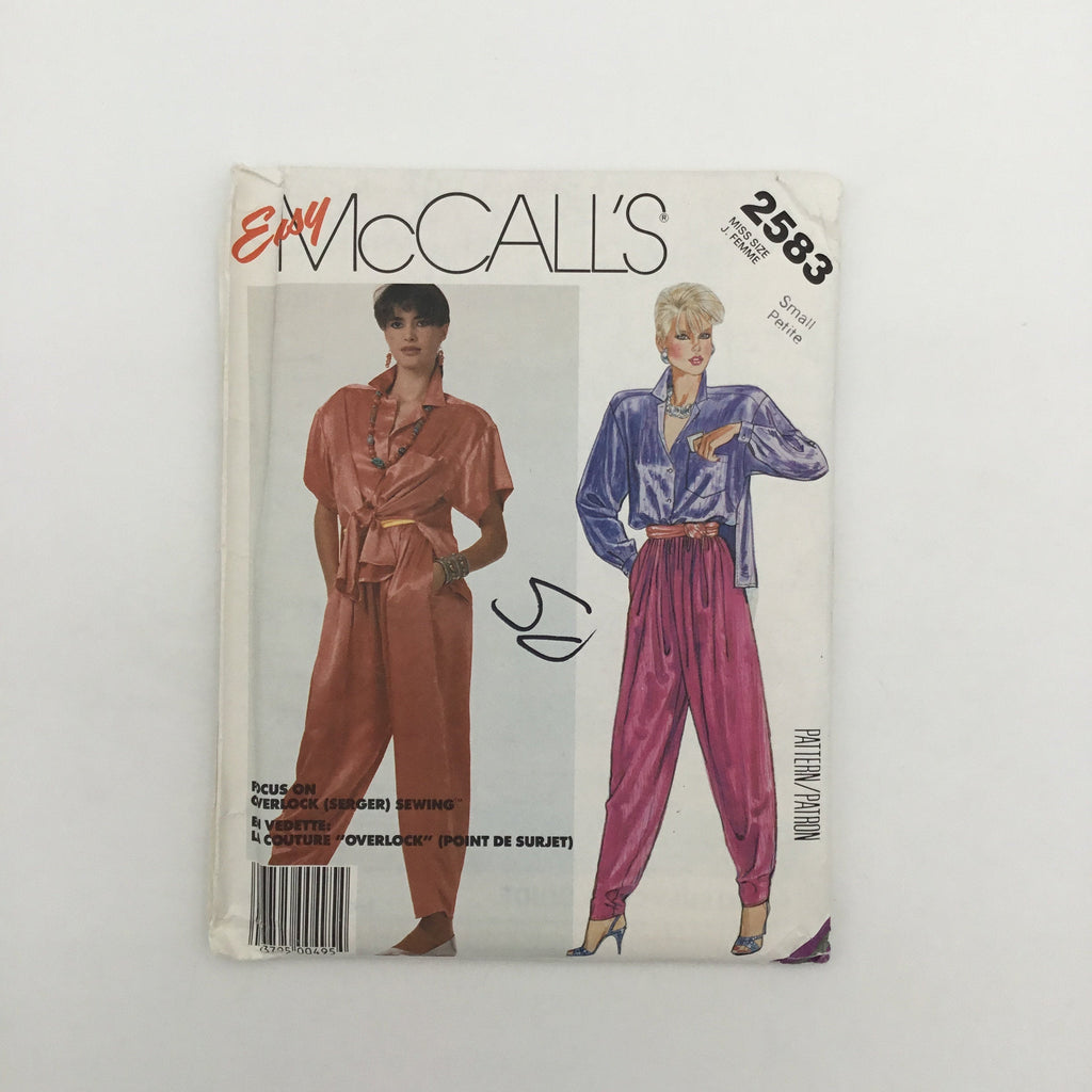 McCall's 2583 (1986) Shirt and Pants - Vintage Uncut Sewing Pattern