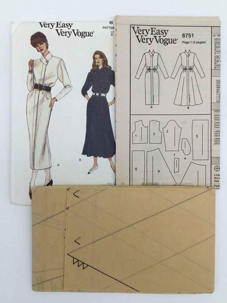 Vogue 8751 (1993) Dress with Skirt Variations - Vintage Uncut Sewing Pattern