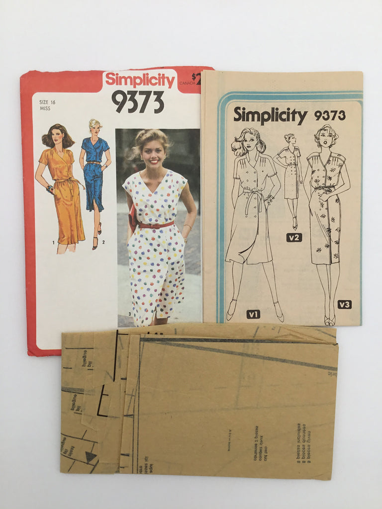 Simplicity 9373 (1980) Dress with Neckline and Sleeve Variations - Vintage Uncut Sewing Pattern