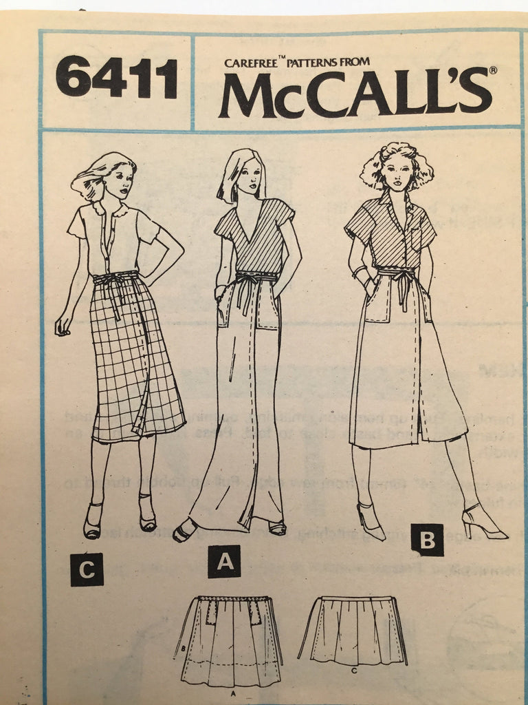 McCall's 6411 (1978) Wrap Skirt with Length Variations - Vintage Uncut Sewing Pattern