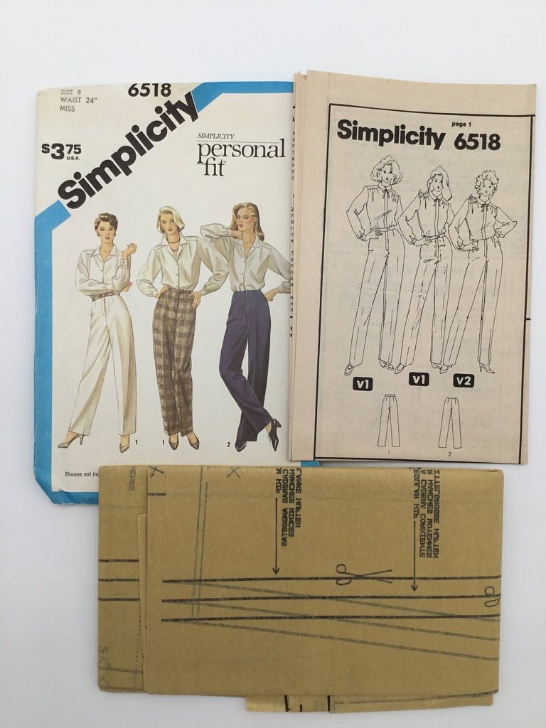 Simplicity 6518 (1984) Proportioned Pants - Vintage Uncut Sewing Pattern