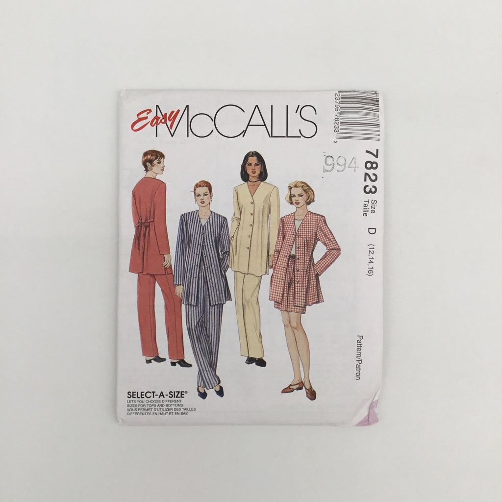 McCall's 7823 (1995) Jacket, Top, Pants, and Shorts - Vintage Uncut Sewing Pattern