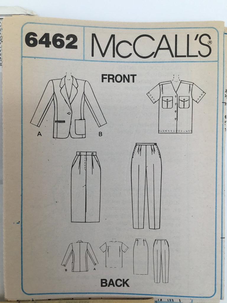 McCall's 6462 (1993) Jacket, Top, Skirt, and Pants - Vintage Uncut Sewing Pattern