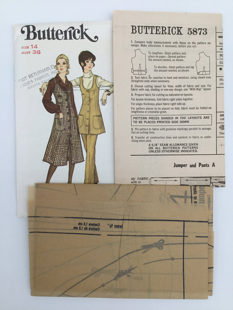 Butterick 5873 Jumper with Length Variations and Pants - Vintage Uncut Sewing Pattern
