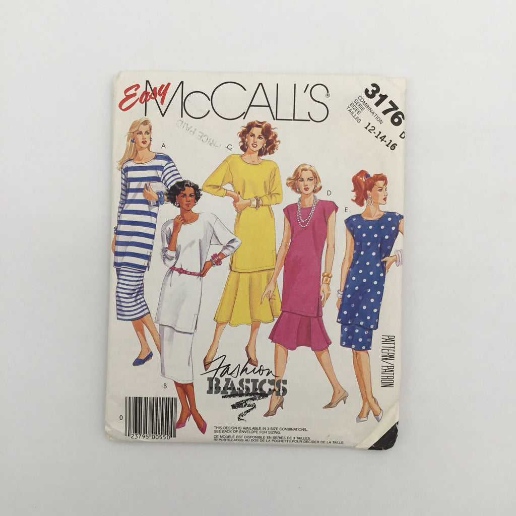 McCall's 3176 (1987) Tunic and Skirt with Sleeve and Style Variations - Vintage Uncut Sewing Pattern