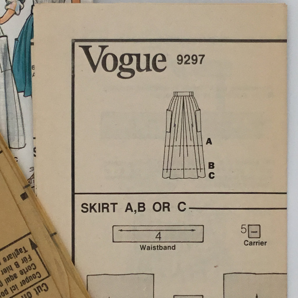 Vogue 9297 (1985) Skirt with Length Variations - Vintage Uncut Sewing Pattern
