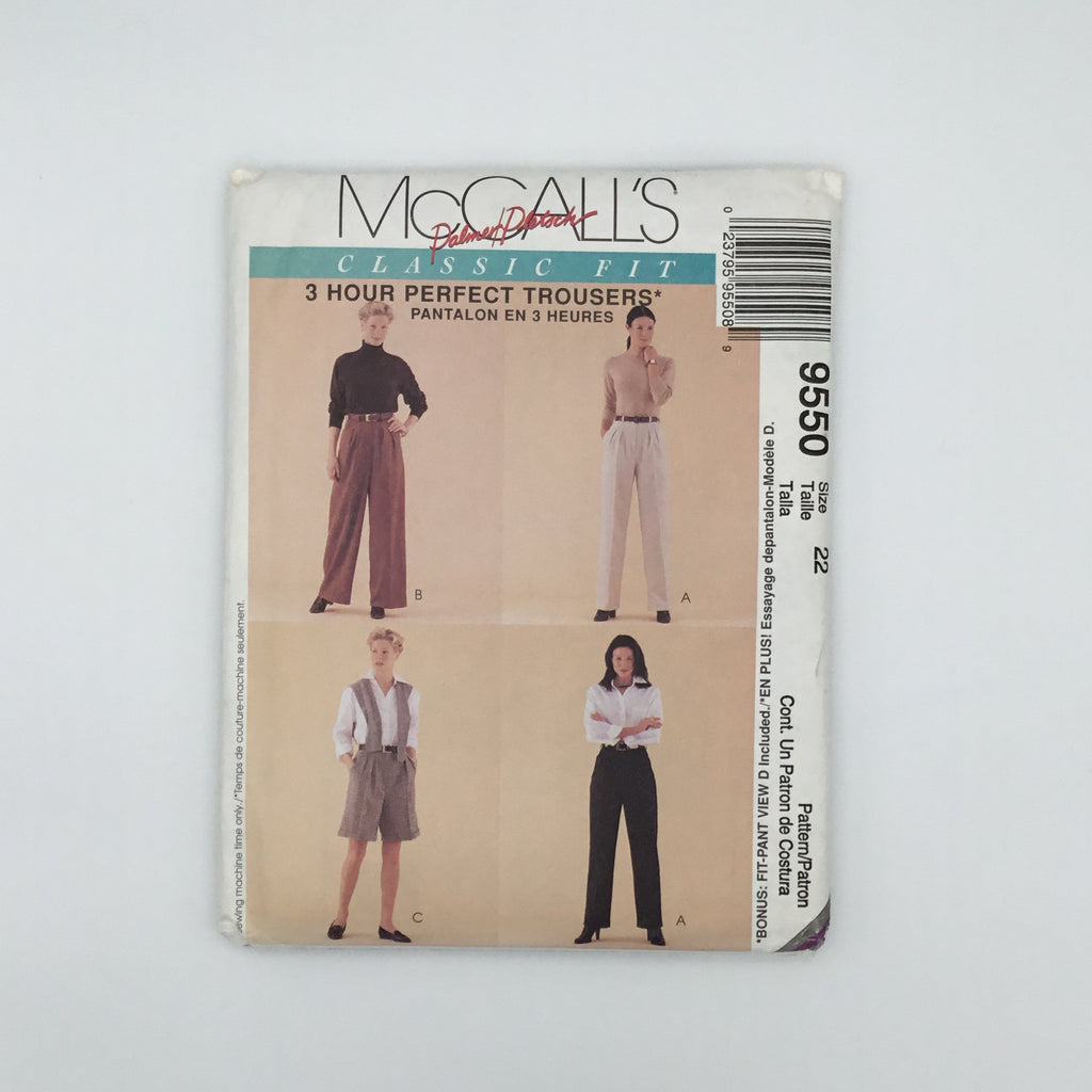 McCall's 9550 (1998) Three Hour Perfect Trousers - Vintage Uncut Sewing Pattern