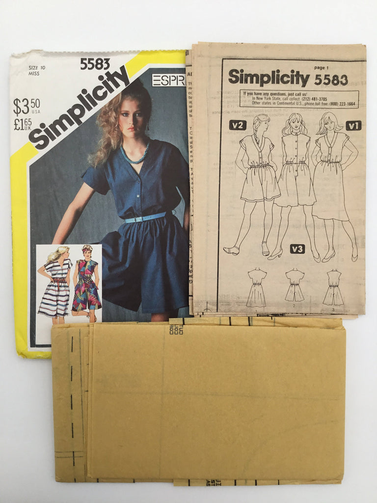 Simplicity 5583 (1982) Culotte Dress with Neckline, Sleeve, and Length Variations - Vintage Uncut Sewing Pattern