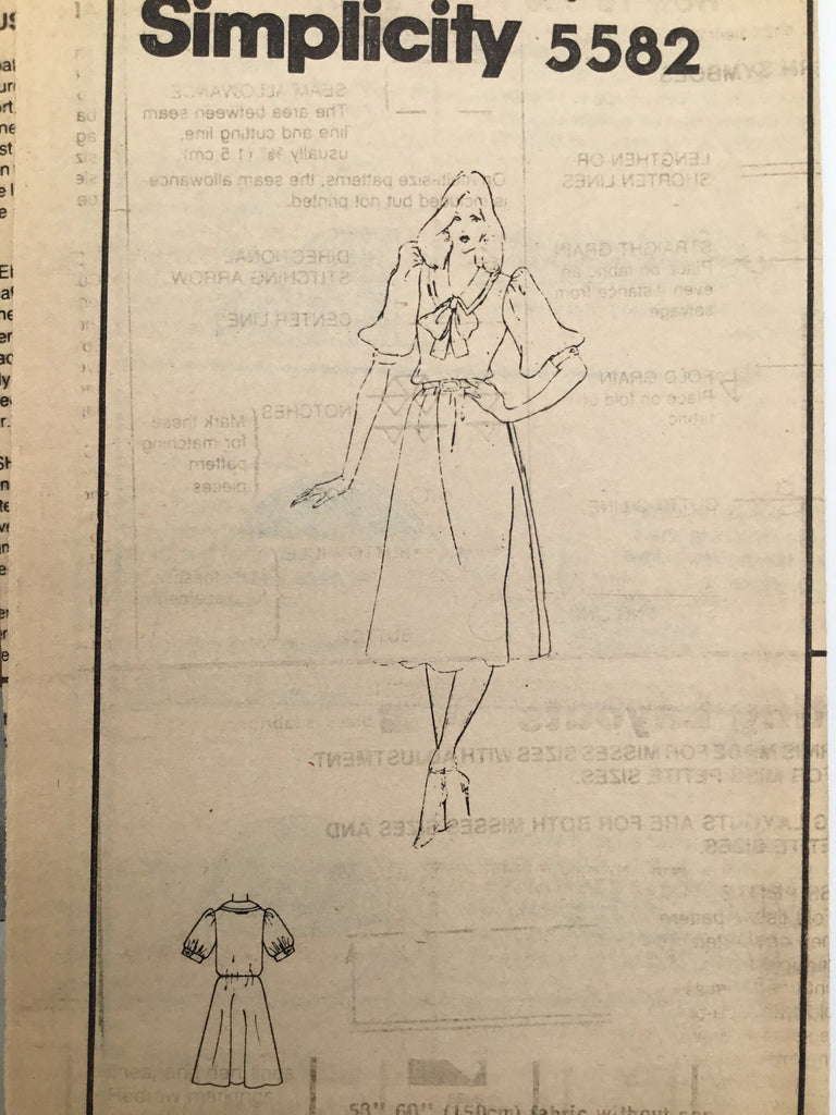 Simplicity 5582 (1982) Dress - Vintage Uncut Sewing Pattern