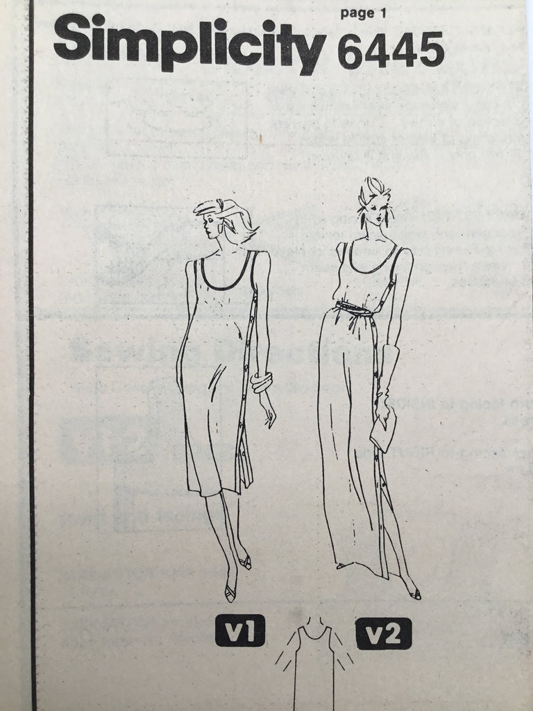 Simplicity 6445 (1984) Dress with Length Variations - Vintage Uncut Sewing Pattern