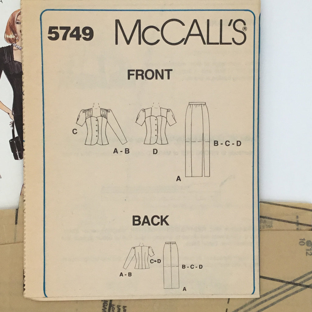 McCall's 5749 (1992) Two-Piece Dress with Sleeve and Length Variations - Vintage Uncut Sewing Pattern